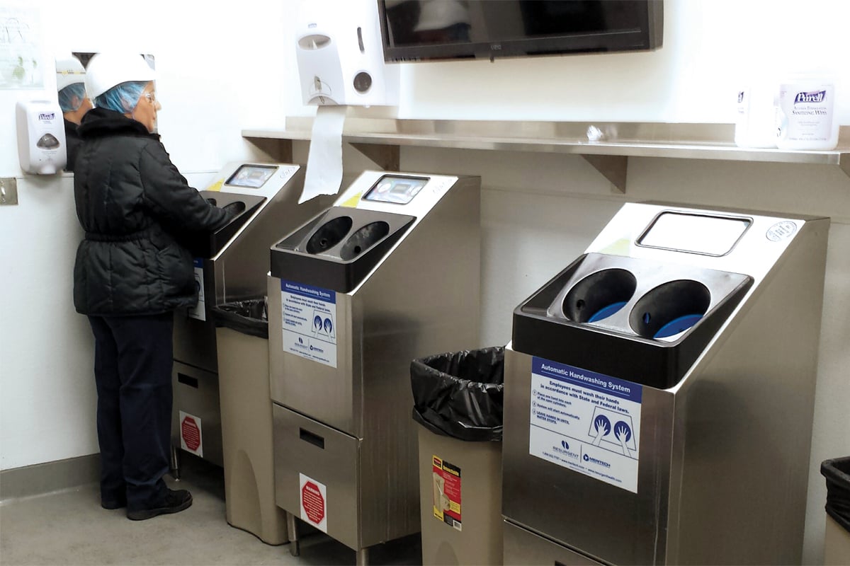 CleanTech 2000S Free Standing Handwashing Station Installed at Food Processing Facility